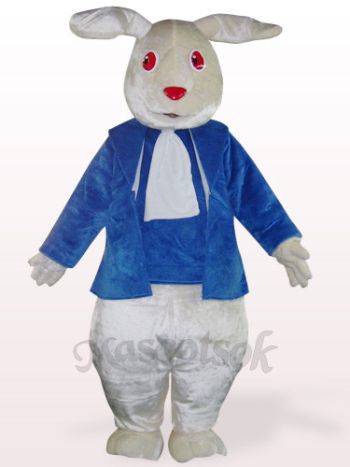 Easter Red Eyes Blue Clothes Rabbit Mascot Costume