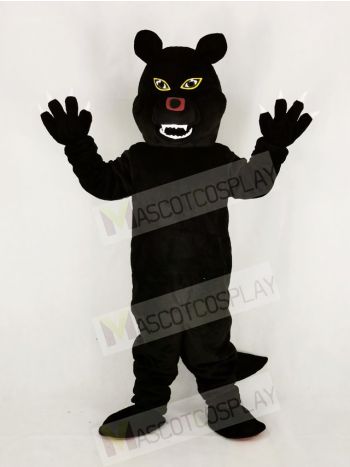 Fierce Black Wolf Mascot Costume Cartoon