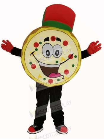 Yummy Pizza with Red Hat Mascot Costume