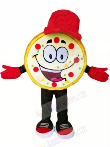 Funny Pizza with Red Hat Mascot Costumes Cartoon