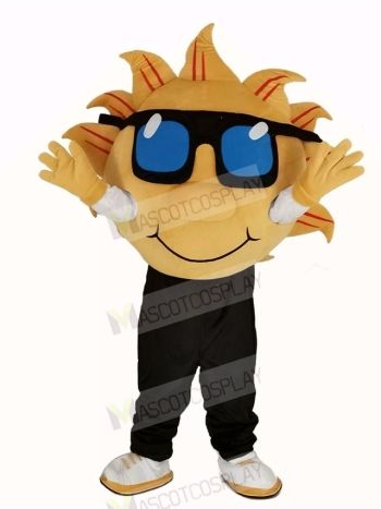 Yellow Sunshine with Sunglasses Mascot Costume
