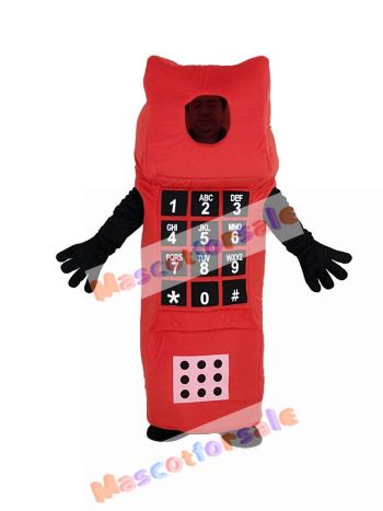 Red Open Face Cell Phone Mascot Costume Cartoon