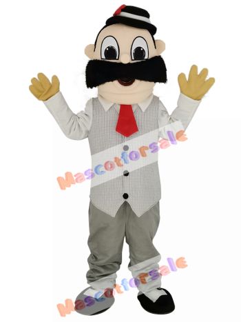 Barber in White Shirt Mascot Costume