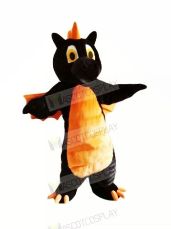 Black Dragon with Orange Wings Mascot Costumes Animal