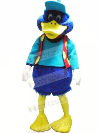Blue Duck with Red Vest Mascot Costumes Animal