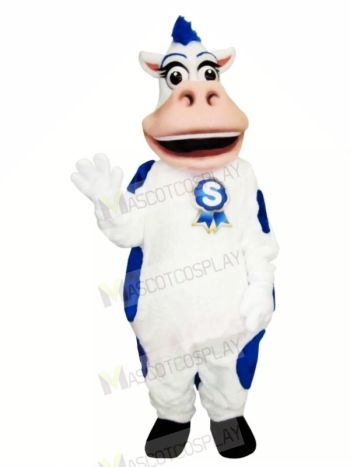 Blue and White Cow Mascot Costumes Animal