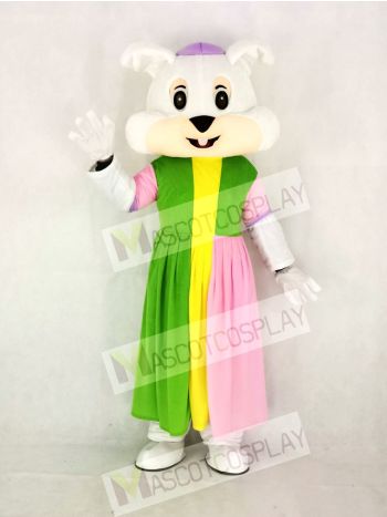 Realistic Easter Bunny Rabbit in Colorful Dress Mascot Costume Cartoon	