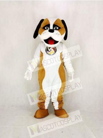 Brown And White St. Bernard Dog Mascot Costume Cartoon