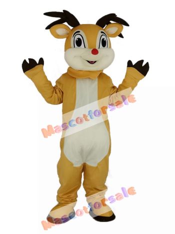 Cute Red Nose Rudolph Reindeer Mascot Costume Animal