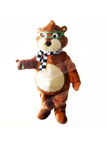Glasses Gopher with Black and White Scarf Mascot Costumes Cheap