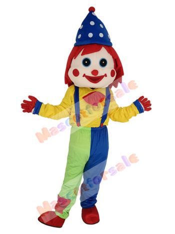 Funny Clown with Blue Hat Mascot Costume People