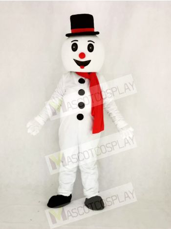 Cute Snow Man with Hat Mascot Costume Cartoon	