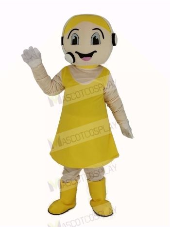Customer Service Representative in Yellow Dress Mascot Costume