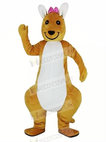 Pink Bowknot Kangaroo Mascot Costume Animal