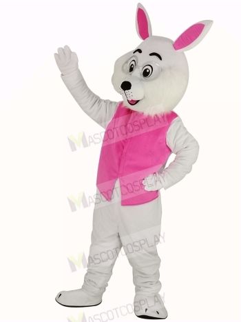 Wendell Rabbit Easter Bunny in Pink Vest Mascot Costume