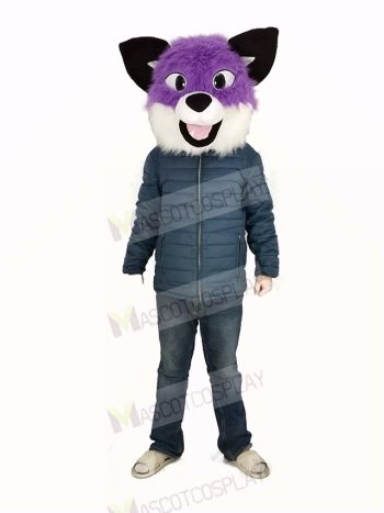 Purple Husky Dog Mascot Costume Head Only