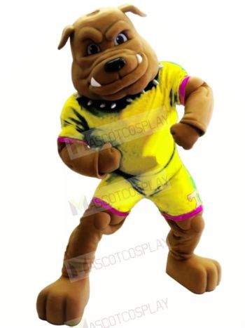 Bulldog with Yellow Coat Mascot Costume Animal 