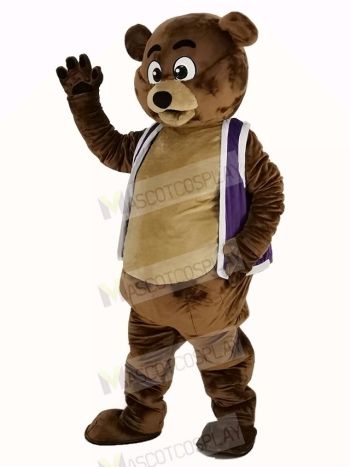 Bob Bear in Purple Vest Mascot Costume Animal