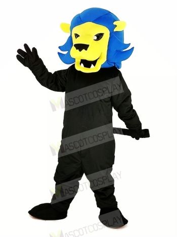 Fierce Blue Lion Mascot Costume Cartoon	