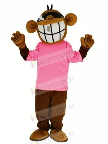 Cool Funny Monkey with Pink T-shirt Mascot Costume Animal