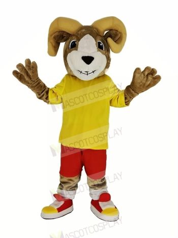 Sport Ram with Yellow T-shirt Mascot Costume
