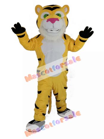 Yellow Power Tiger with Pink Nose Mascot Costume Animal