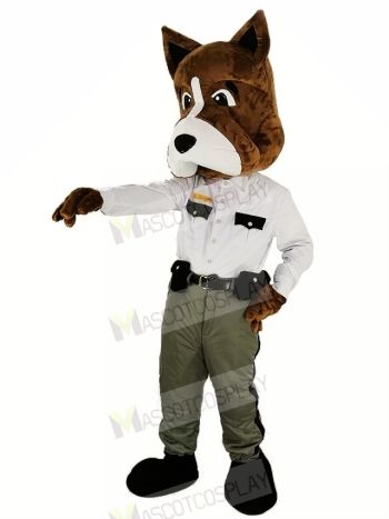 Cool Brown Police Dog Mascot Costume