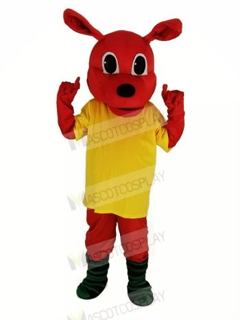 Red Kangaroo with Yellow T-shirt Mascot Costume Animal
