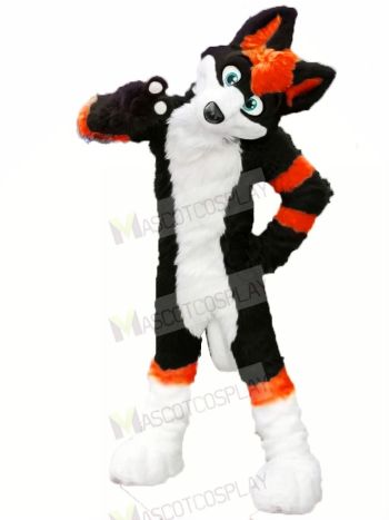 Black and Orange Husky Dog Fursuit Mascot Costume Cartoon