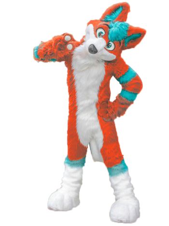 Orange and Blue Husky Dog Fursuit Mascot Costume Cartoon