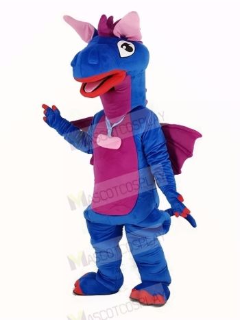 Blue Dragon with Purple Wings Mascot Costume Animal