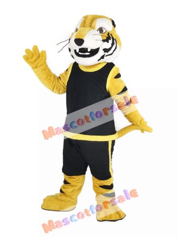 Fierce Tiger in Black Vest Mascot Costume Animal