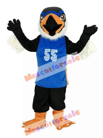 Black Eagle in Blue Jersey Mascot Costume