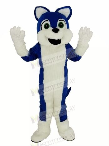 Blue and White Furry Husky Dog Mascot Costume Animal