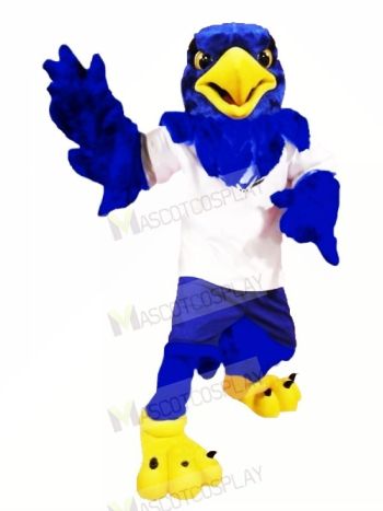 Cool Hawk with Blue Wings Mascot Costume College 