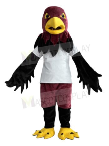 Cool Black Hawk with White T-shirt Mascot Costume Animal