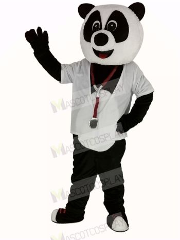 Doctor Panda with White Shirt Mascot Costume