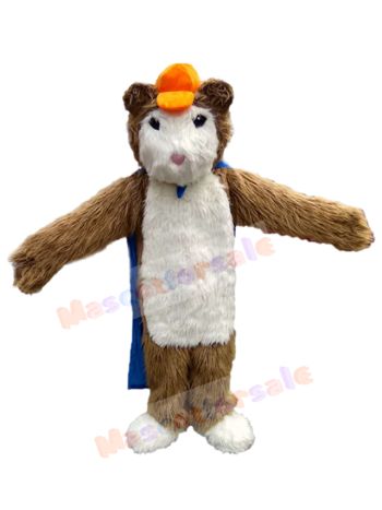 Furry Hamster with Orange Hat Mascot Costumes Cartoon
