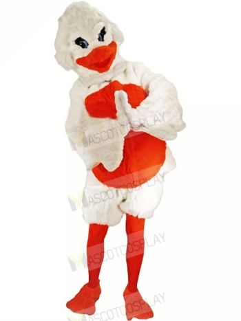 Furry White and Orange Duck Mascot Costumes Cartoon