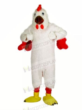 Strong White Chicken Mascot Costumes Cartoon