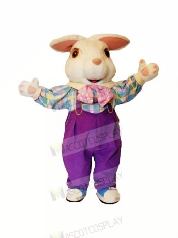 White Furry Easter Bunny Mascot Costumes Cartoon