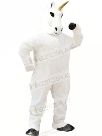 White Unicorn Mascot Costume Cartoon	