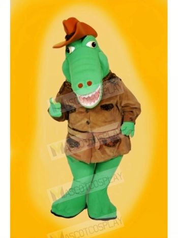Cool Alligator with Brown Hat Mascot Costumes Cartoon