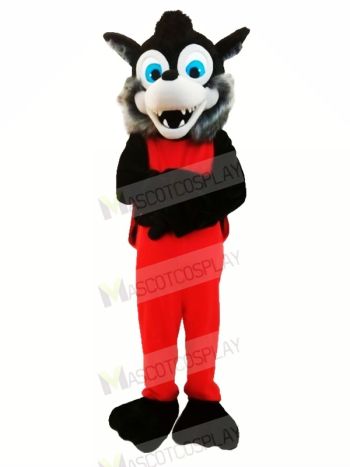 Gray Wolf with Red Clothes Mascot Costume Animal