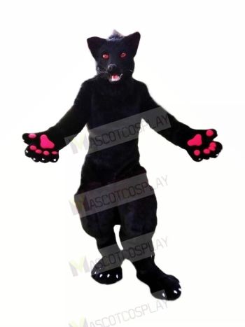 Black Wolf with Red Eyes Mascot Costumes Cartoon