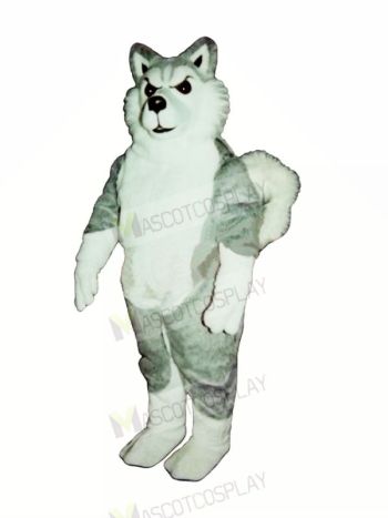 White and Grey Wolf Mascot Costumes Cartoon	