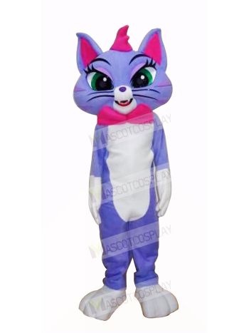 Blue Cat with Big Eyes Mascot Costumes Cartoon	