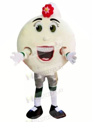 White Pancake Donut Mascot Costume Cartoon