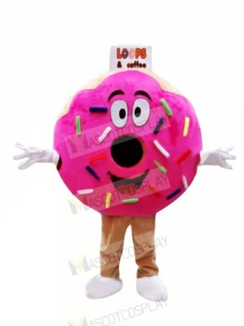 Pink Donut Mascot Costume Cartoon