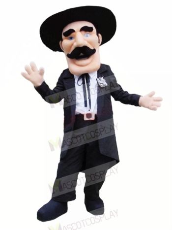 Gentleman with Black Hat Mascot Costume People	